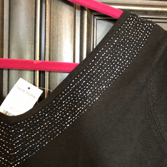 NWT Black Beaded Sweater - Picture 2 of 7